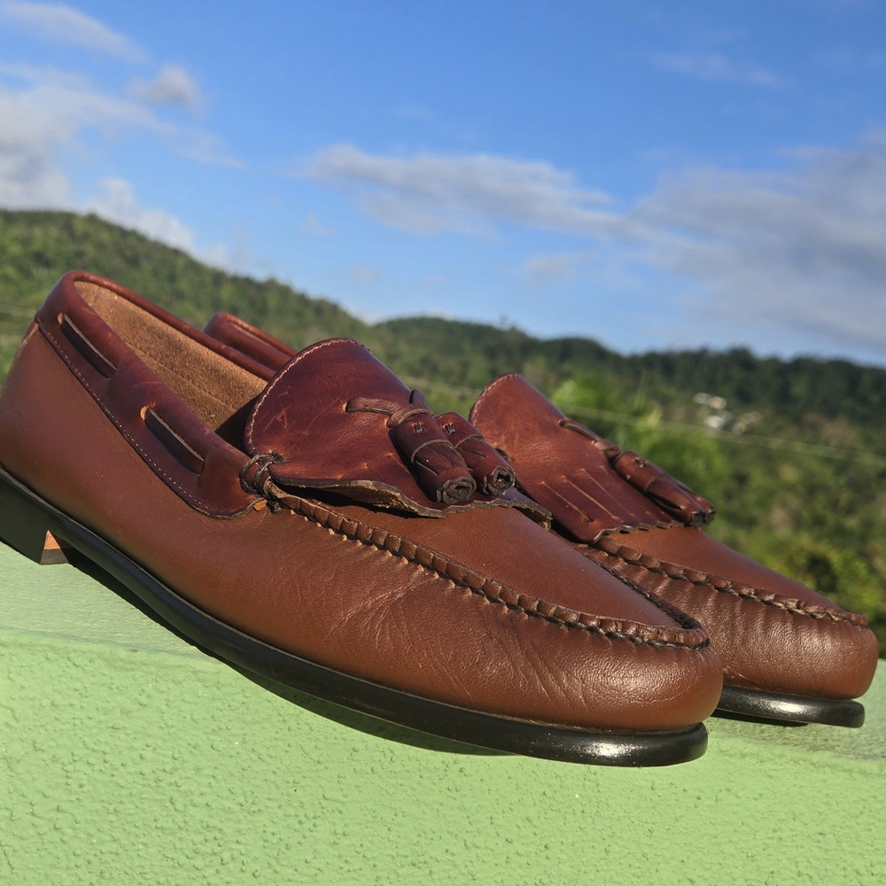 Brown Leather Tassel Loafers
